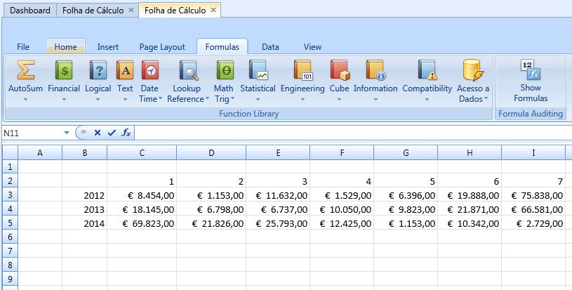 FOLHA DE CÁLCULO INCORPORADA